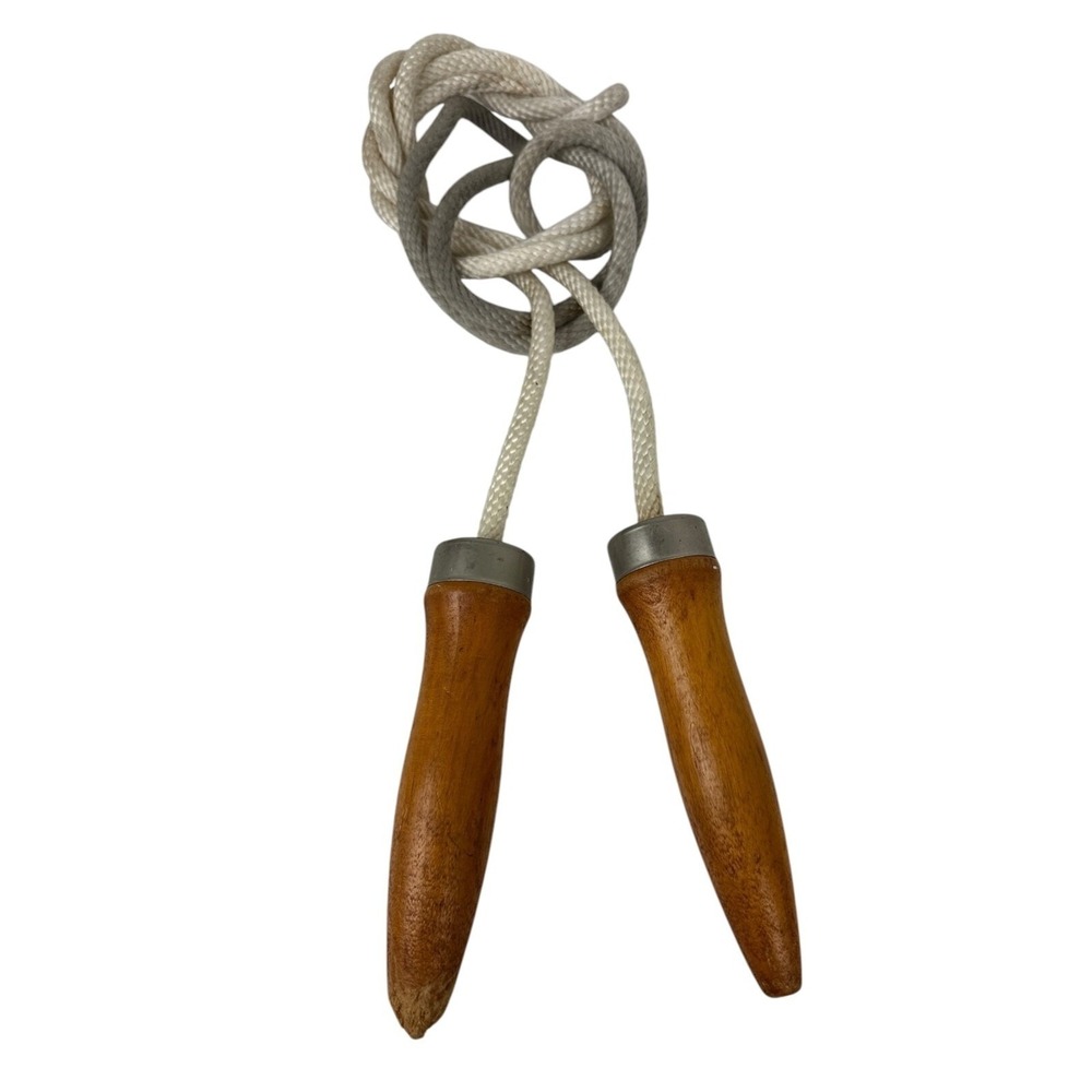 Vintage Jump Rope Wooden and Metal Handles